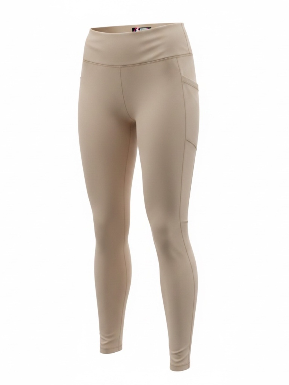 Neutral Beige Satin-Look Trousers (L)